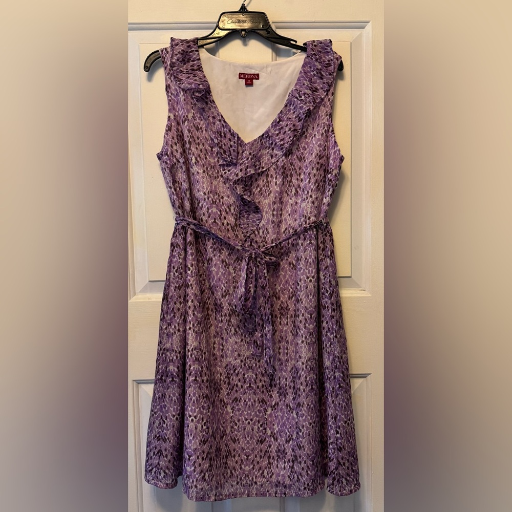 Purple Ruffled Sleeveless Dress